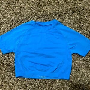 DONT BUY JUST COMMENT, very cute blue cropped workout shirt